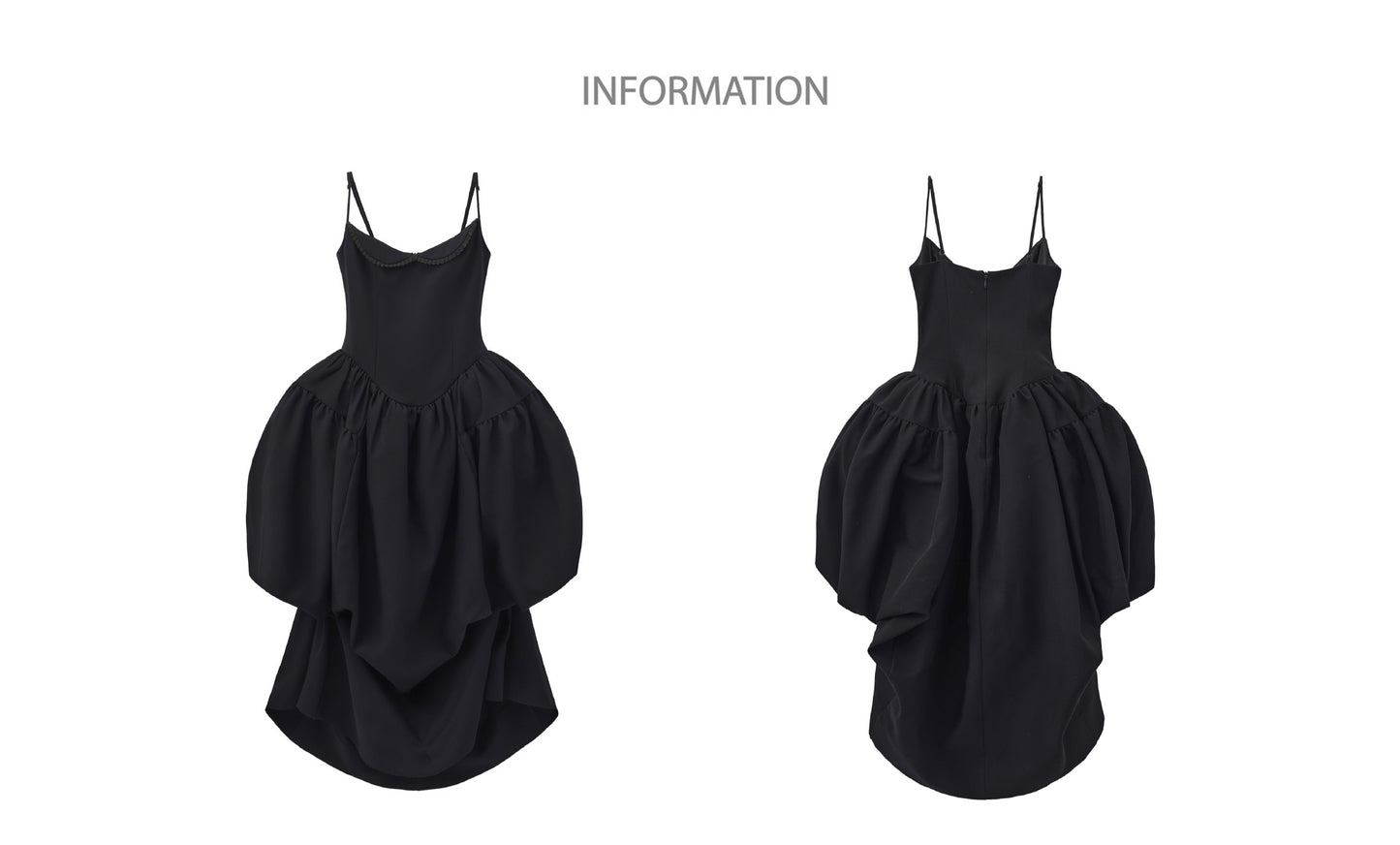 ‘Violette’ Black Heart-shaped Gathering Dress
