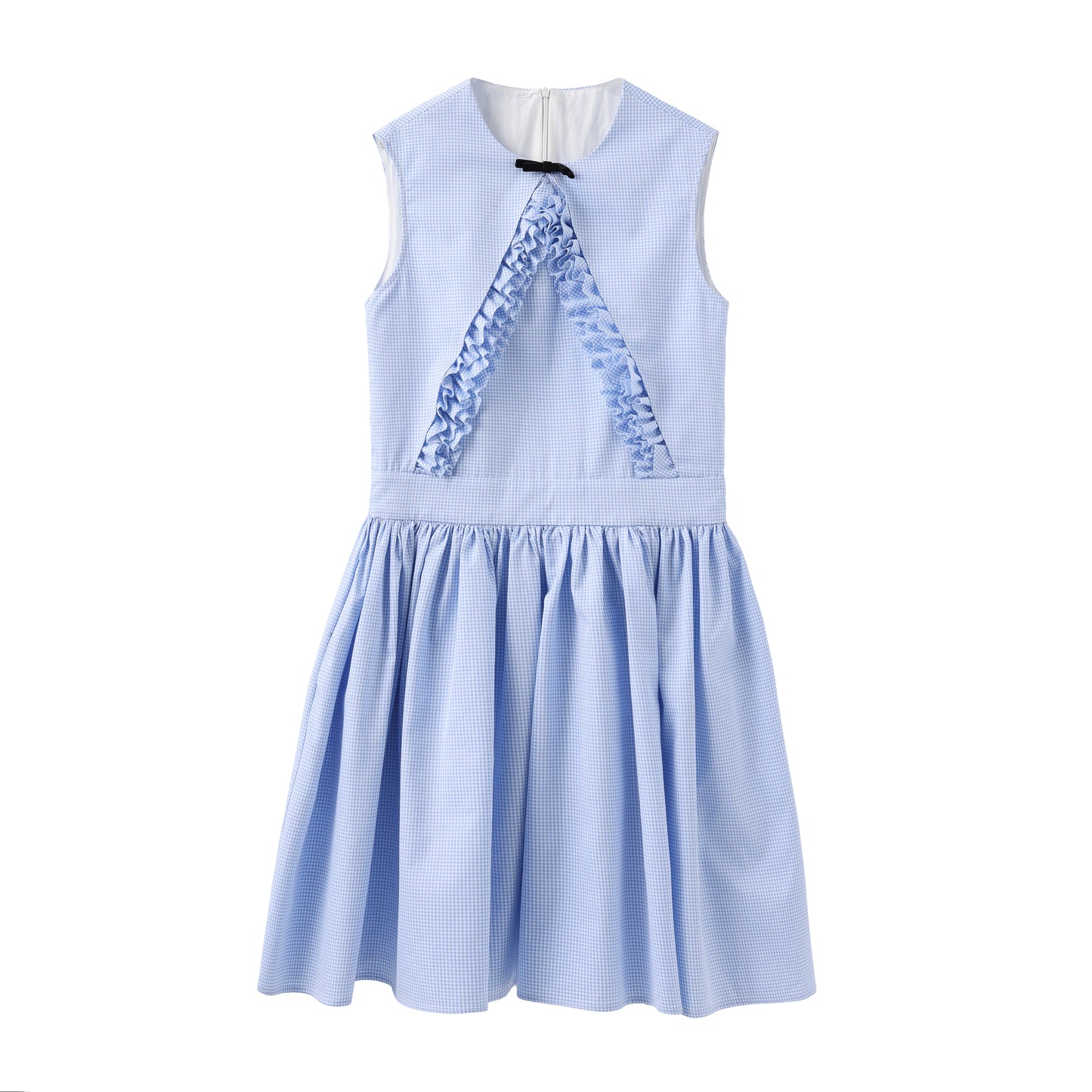 ‘Cloud Surfing’ Blue V-cut Gathering Dress