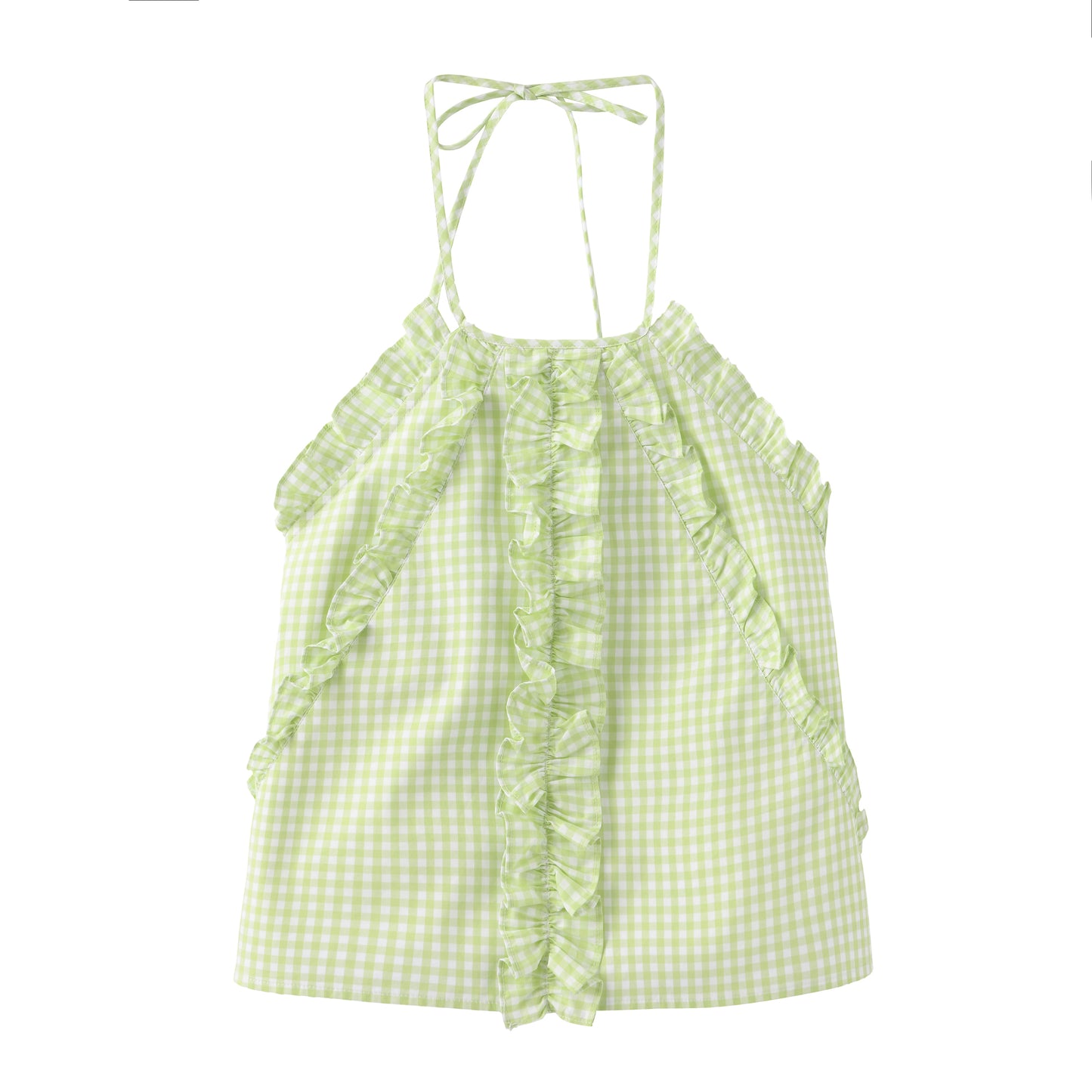 'Breathe deeply' Green Ruffles Tank Top