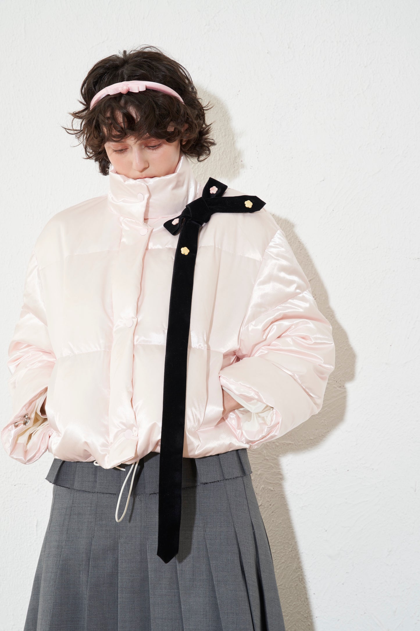 'Snowfield' Pink Short Down Jacket