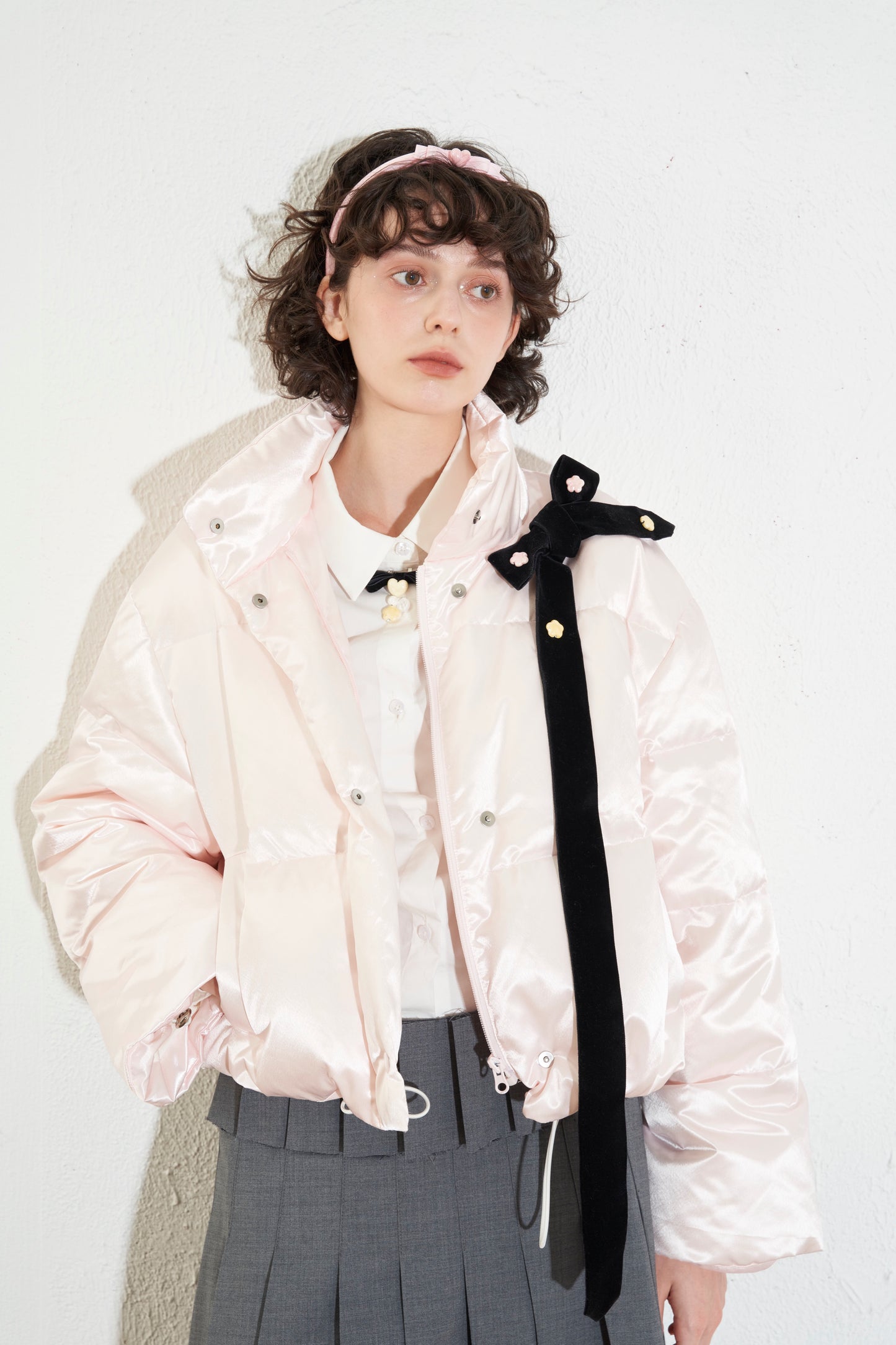 'Snowfield' Pink Short Down Jacket