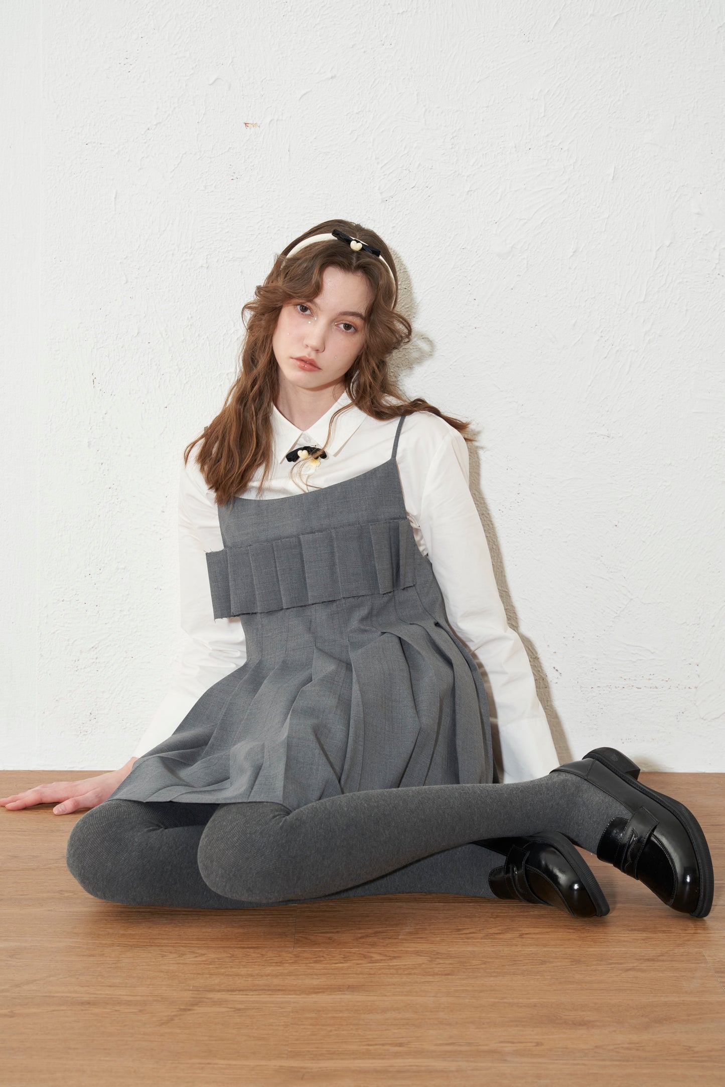 'Pipe Organ' Grey Pleated Dress