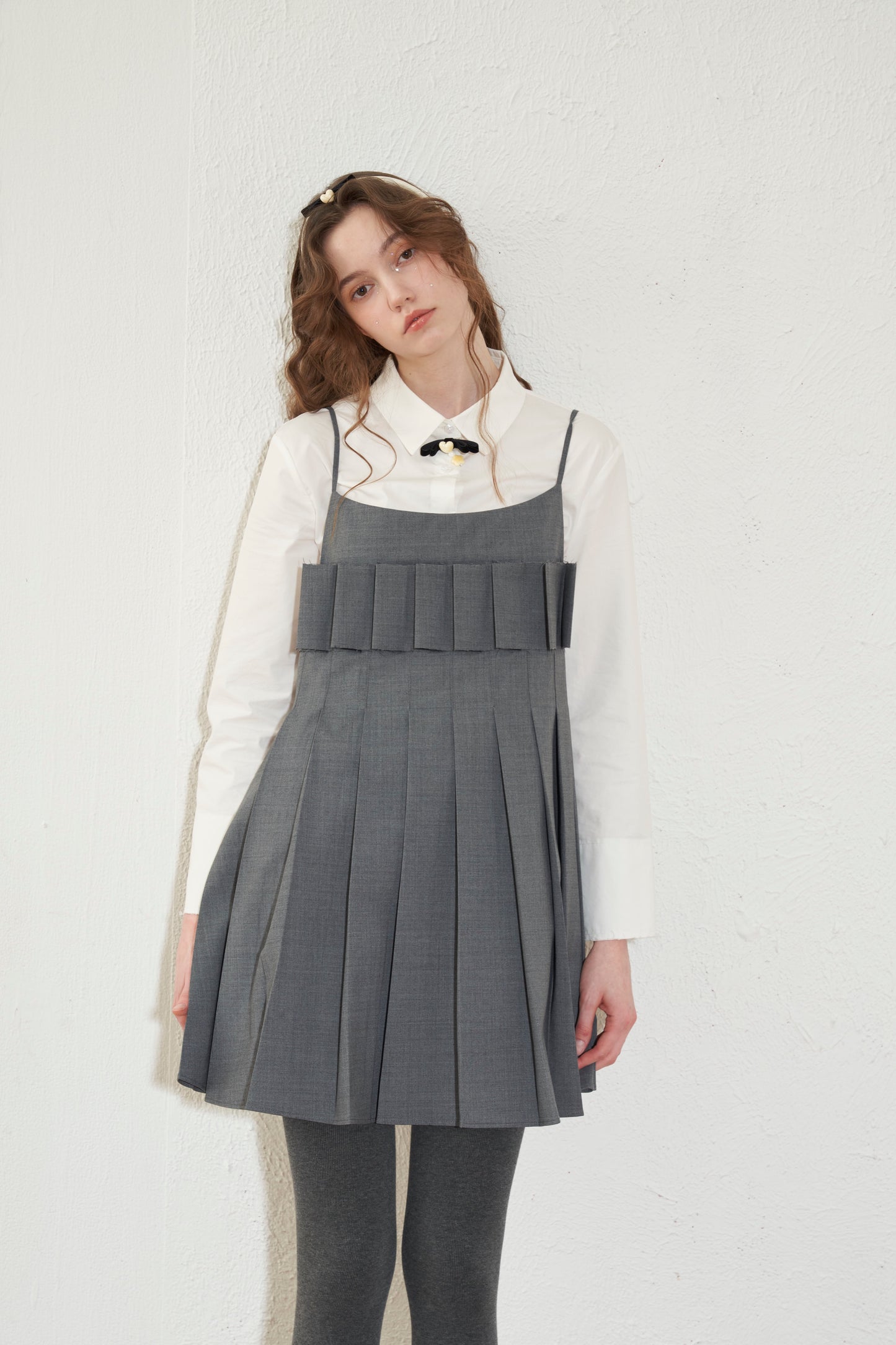 'Pipe Organ' Grey Pleated Dress