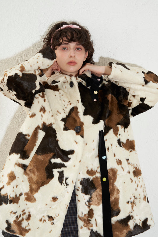 'Fluffy Bunny' Cow Faux-fur Coat