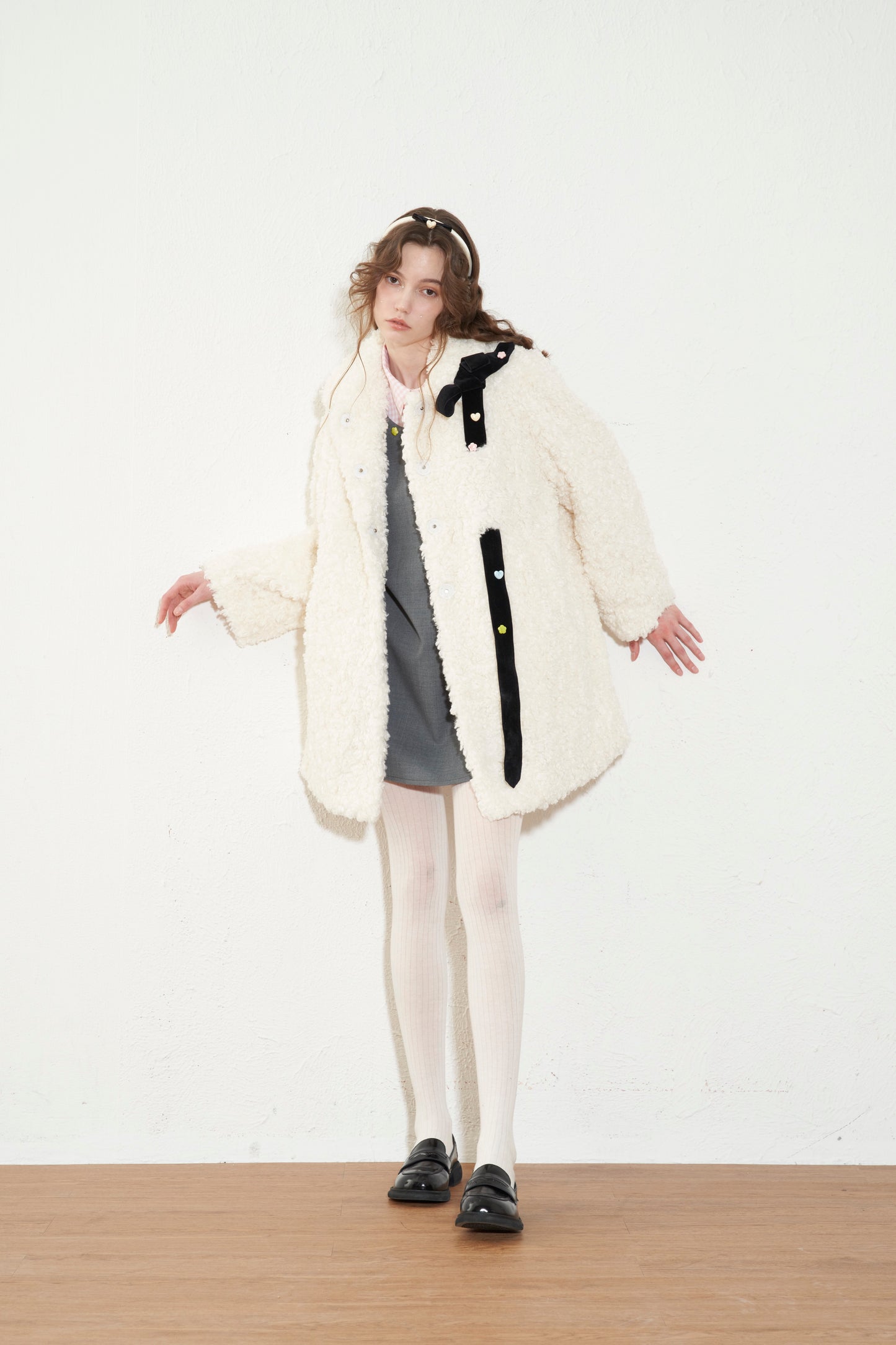 'Fluffy Bunny' White Faux-fur Coat