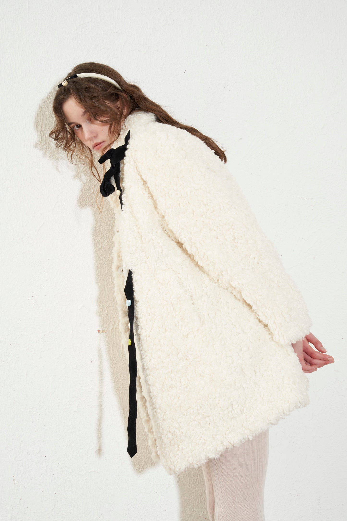 'Fluffy Bunny' White Faux-fur Coat