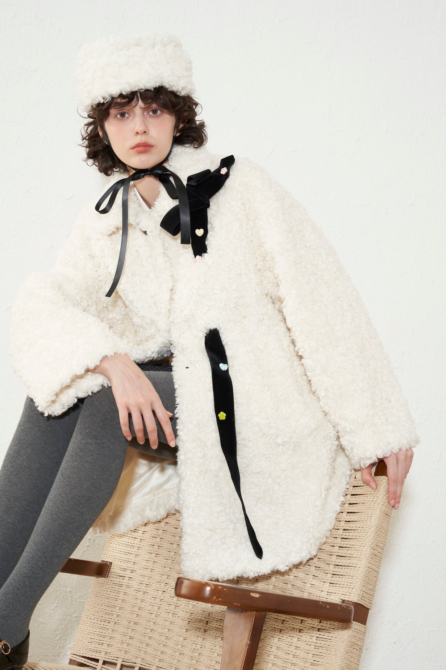 'Fluffy Bunny' White Faux-fur Coat