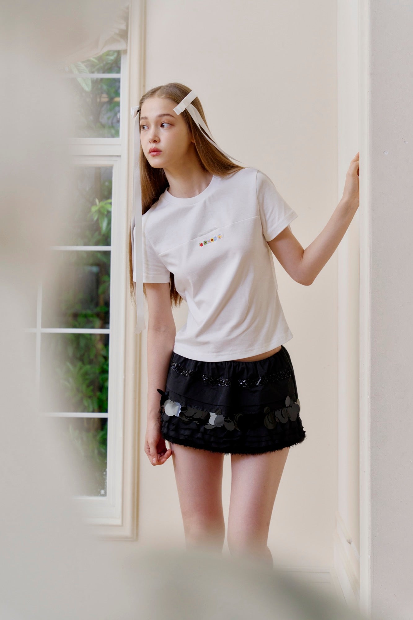 ‘Wildflowers’ White Embroideried Tee