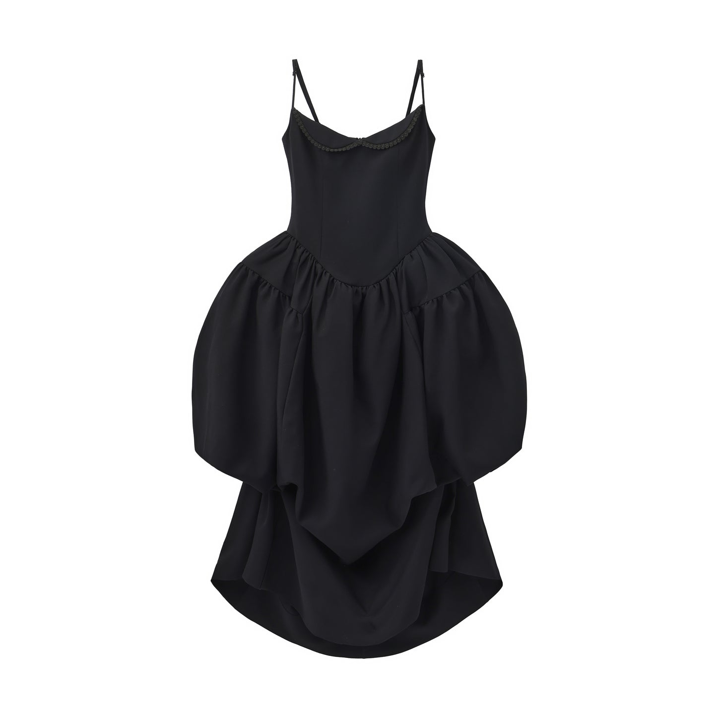 ‘Violette’ Black Heart-shaped Gathering Dress