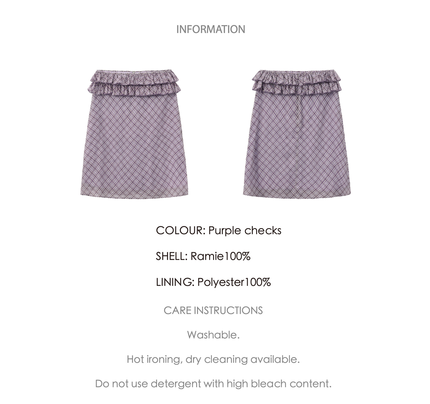 ‘Harold’ Purple Plaid Ruffles Midi Skirt