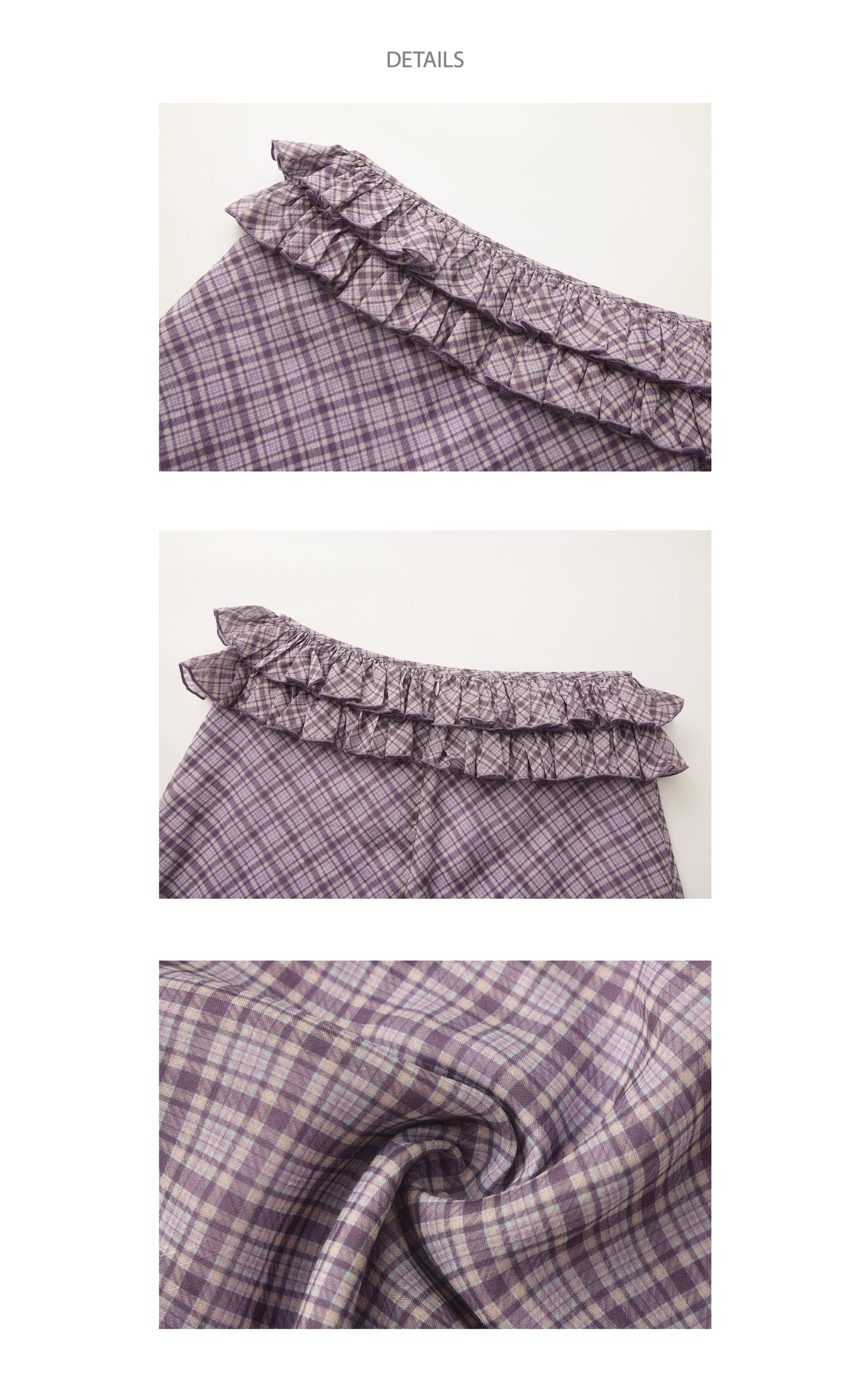 ‘Harold’ Purple Plaid Ruffles Midi Skirt
