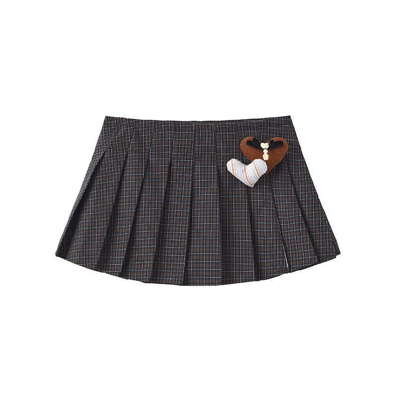 'Windfull' Grey Pleated Mini Skirt