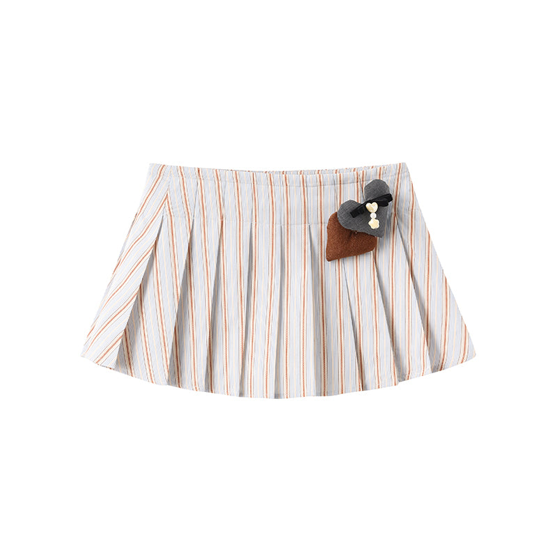 'Windfull' Grey Pleated Mini Skirt