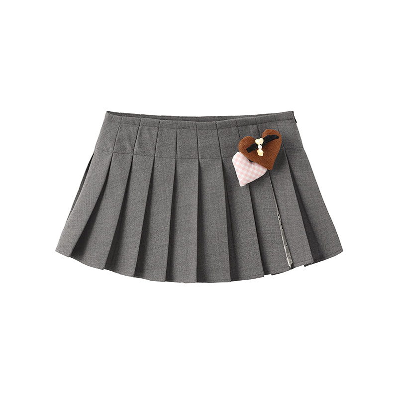 'Windfull' Grey Pleated Mini Skirt