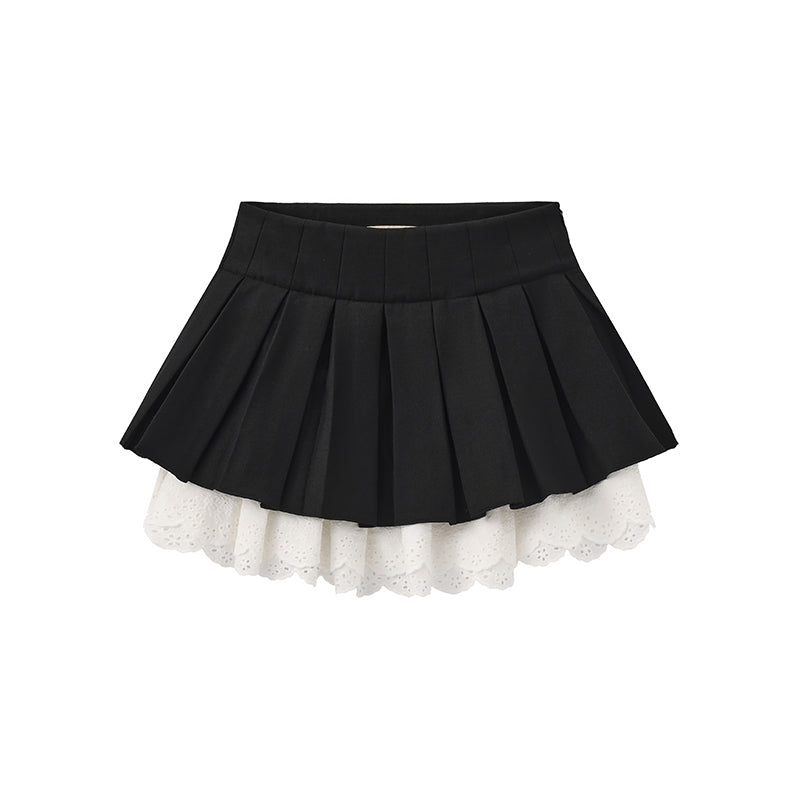 'Florine' Black Pleated Skirt
