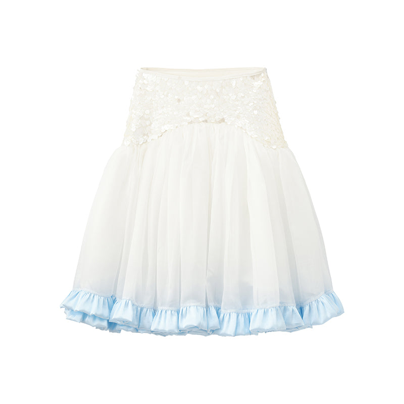 ‘Moonlight’ White Sequined Tulle Skirt