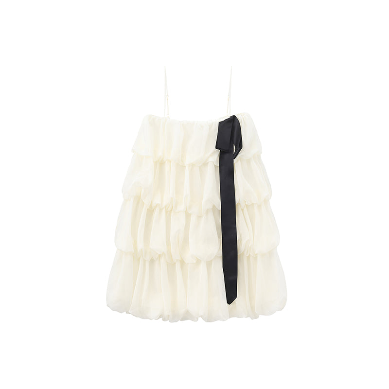 ‘Florence’ Beige Organza Tulle Slip Dress