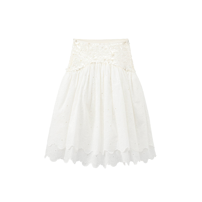 ‘Sunshine’ White Sequined Tulle Skirt