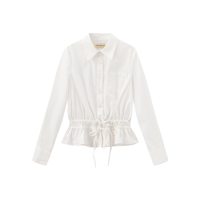 'White Roses' White Gathered Shirt