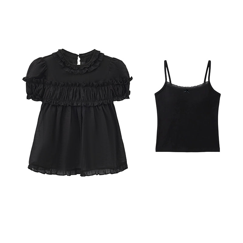‘Bubble’ Black Puff Backless Top