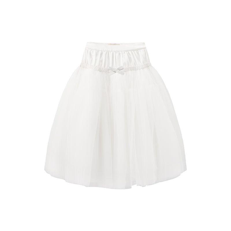 'Bourrée' White Mesh Skirt