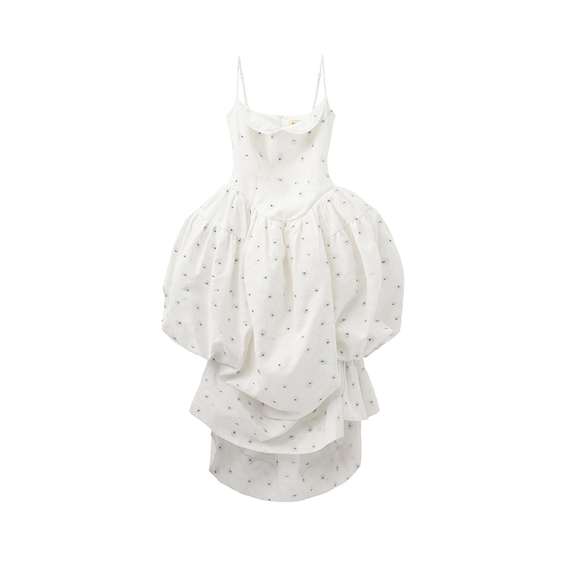 ‘Violette’ White Heart-shaped Gathering Dress