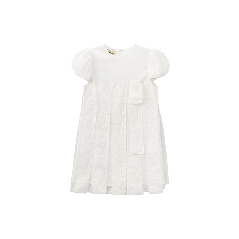‘Perle’ White Puff Sleeve Babydoll Dress