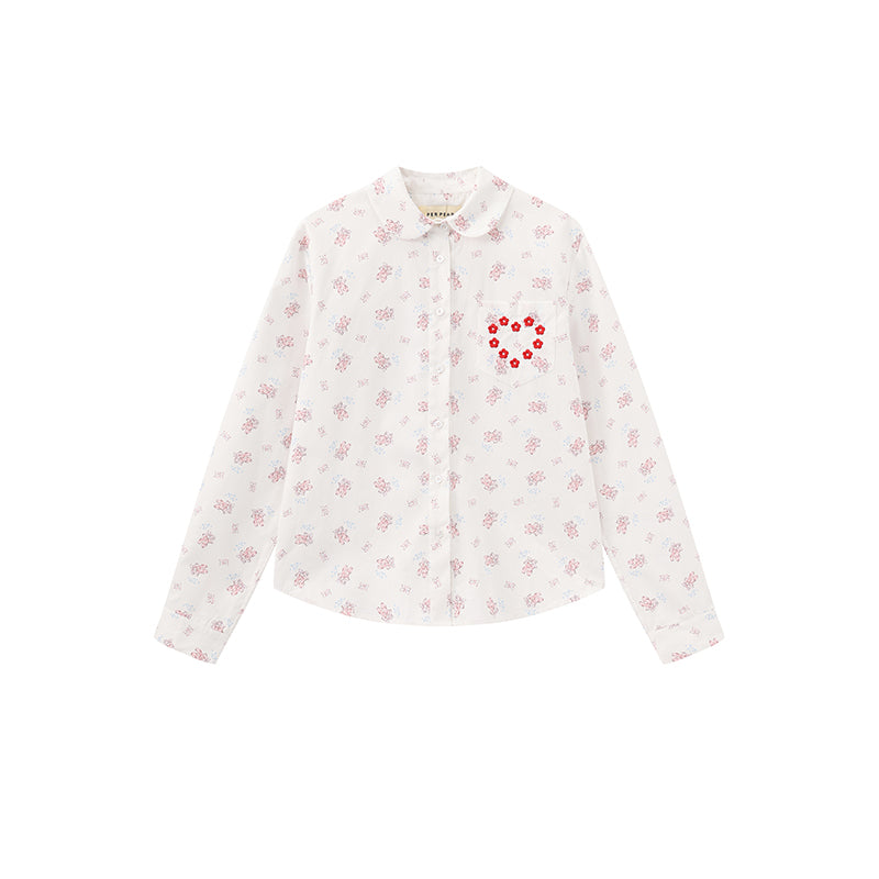 'Heart Signal' Printed Embroidery Shirt