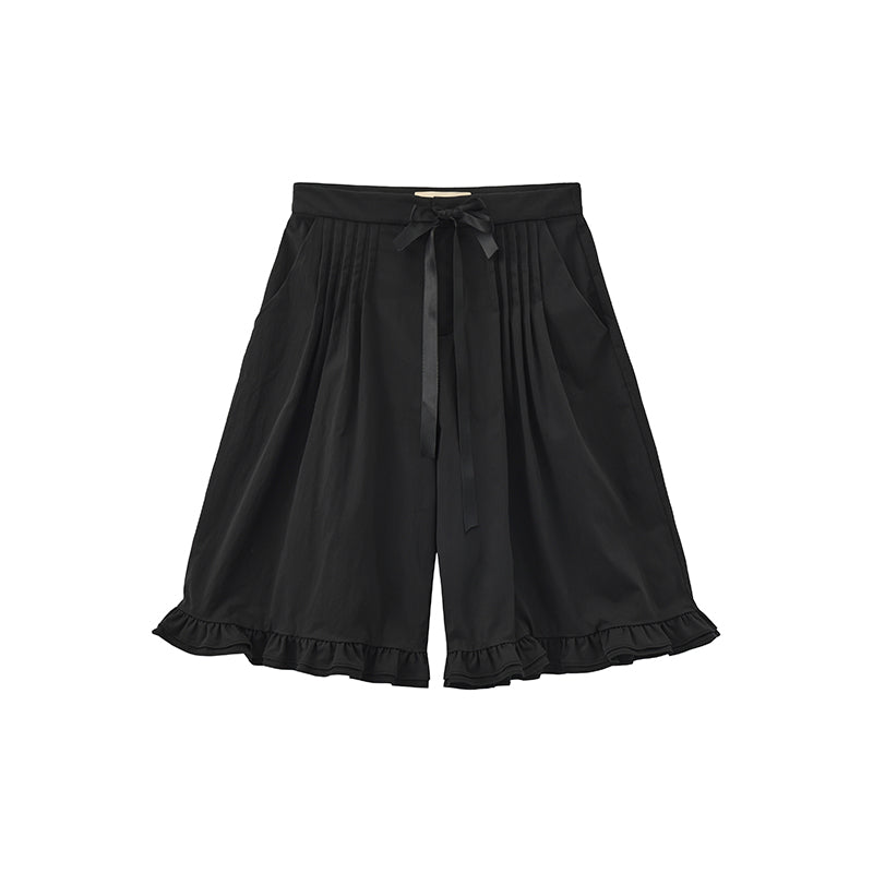 ‘Eric’ Black Bow Mid-length Shorts