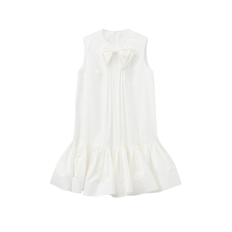 ‘Arista’ White Bow-tie Vest Dress