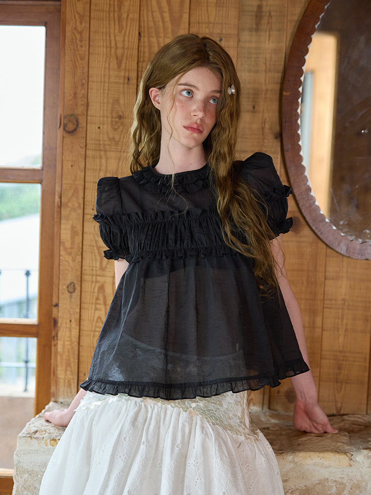 ‘Bubble’ Black Puff Backless Top