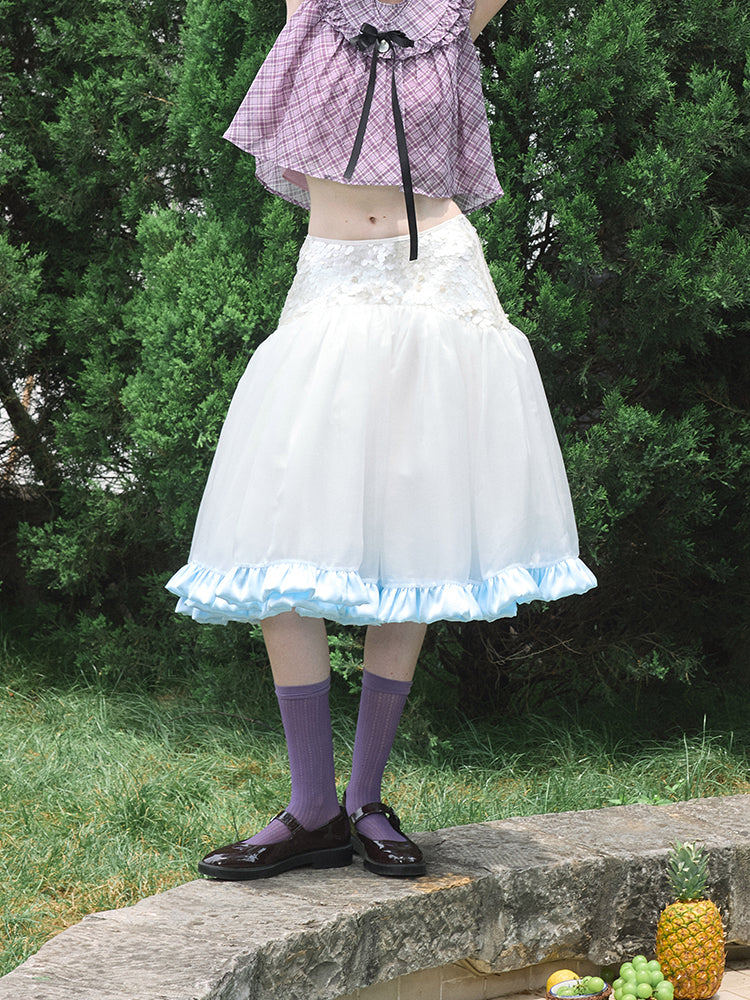 ‘Moonlight’ White Sequined Tulle Skirt