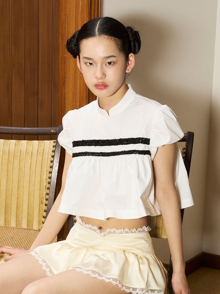 'Qing Yi' White Qipao Blouse
