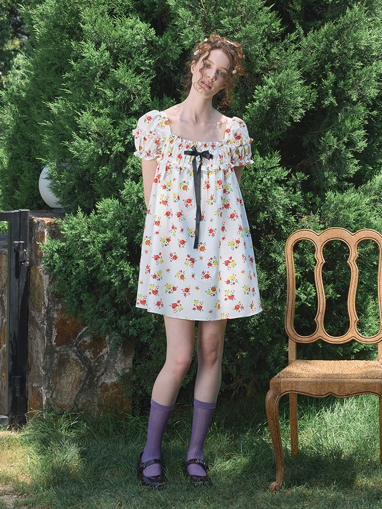 ‘Ariel’ Printed Puff Dress