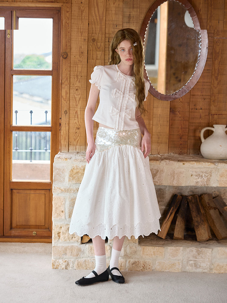 ‘Sunshine’ White Sequined Tulle Skirt