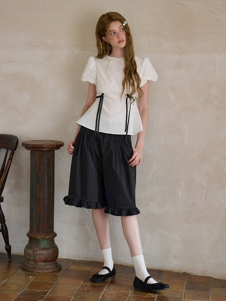 ‘Eric’ Black Bow Mid-length Shorts