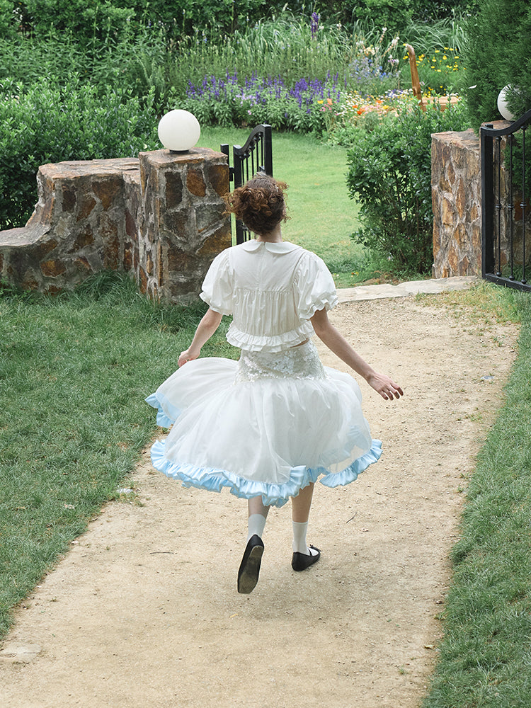 ‘Moonlight’ White Sequined Tulle Skirt
