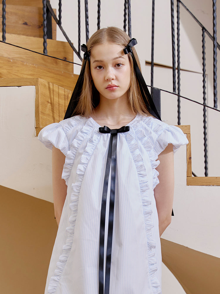 ‘Heartstrings Tug’ Blue Puff Mini Dress