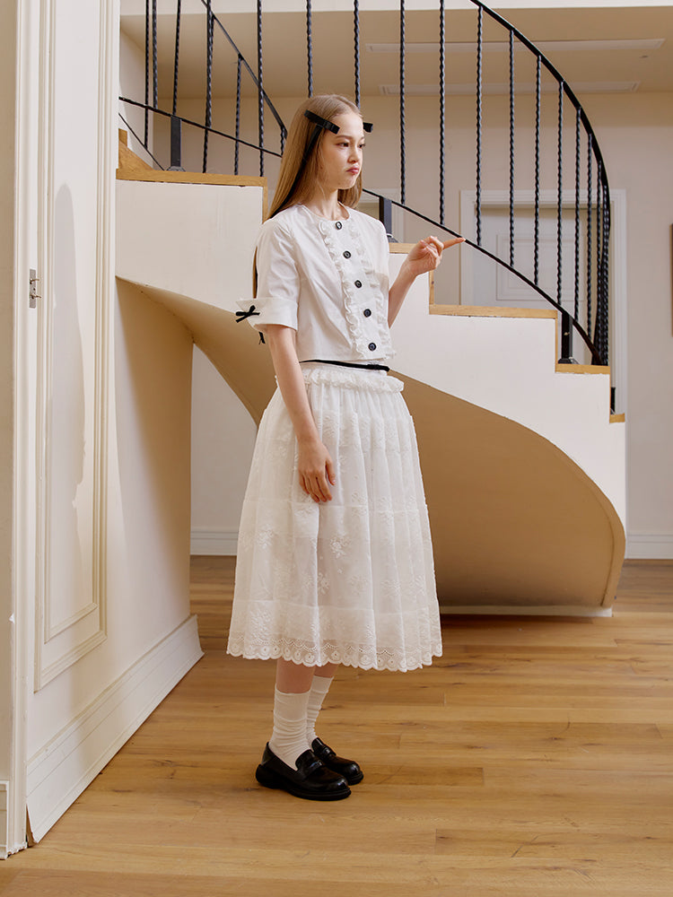 ‘Sun-kissed’ White Ruffles Shirt