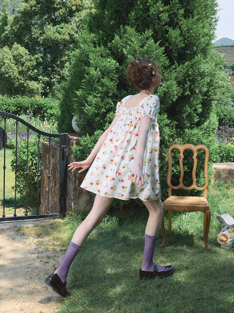 ‘Ariel’ Printed Puff Dress