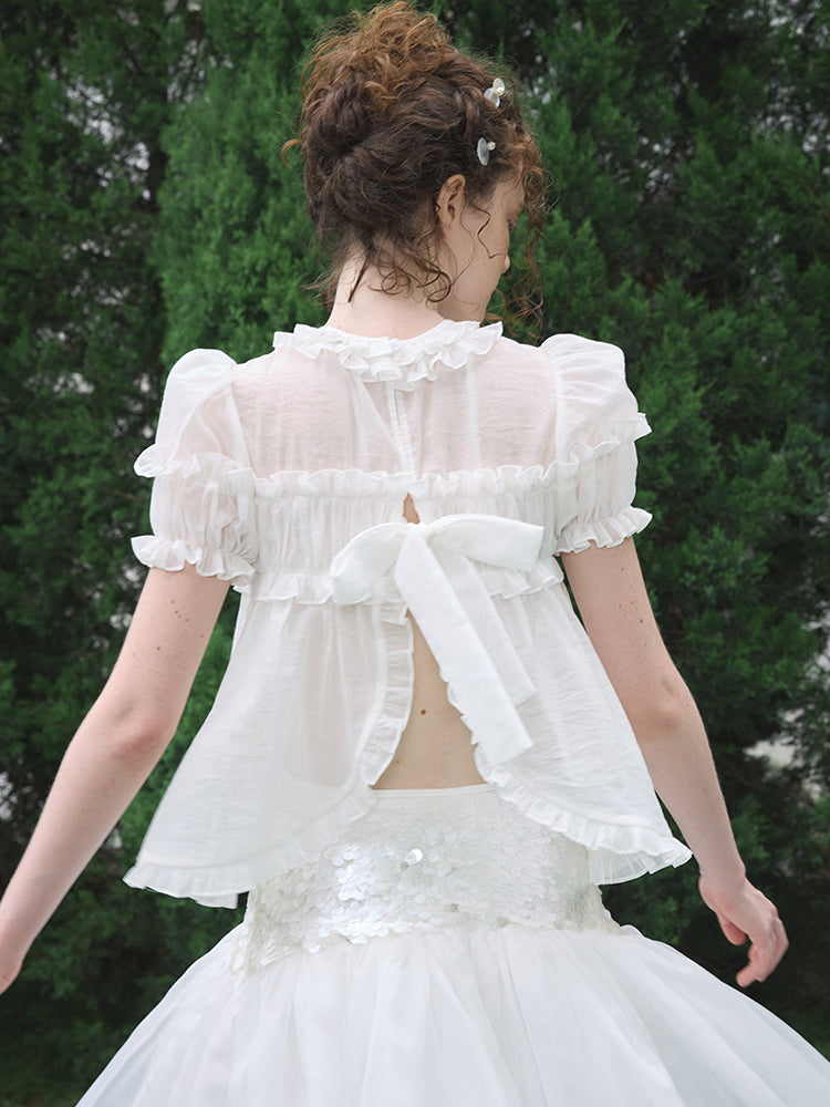 ‘Bubble’ White Puff Backless Top