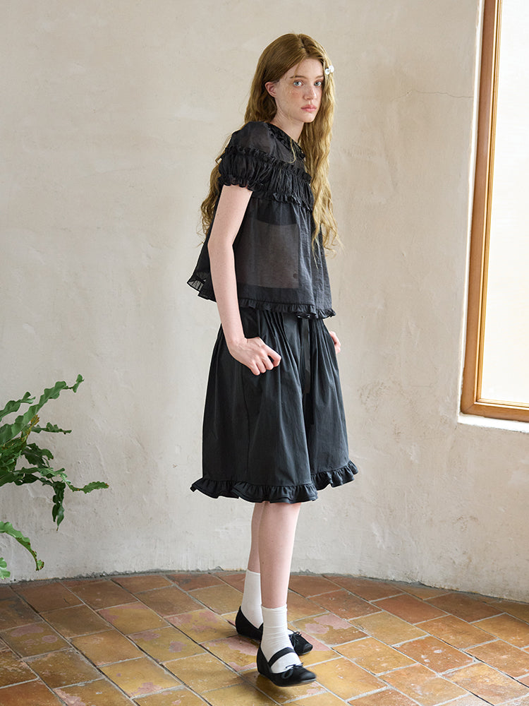 ‘Eric’ Black Bow Mid-length Shorts