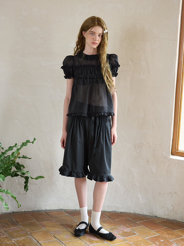 ‘Bubble’ Black Puff Backless Top