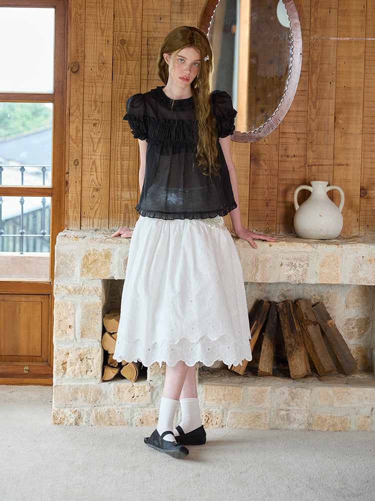‘Sunshine’ White Sequined Tulle Skirt
