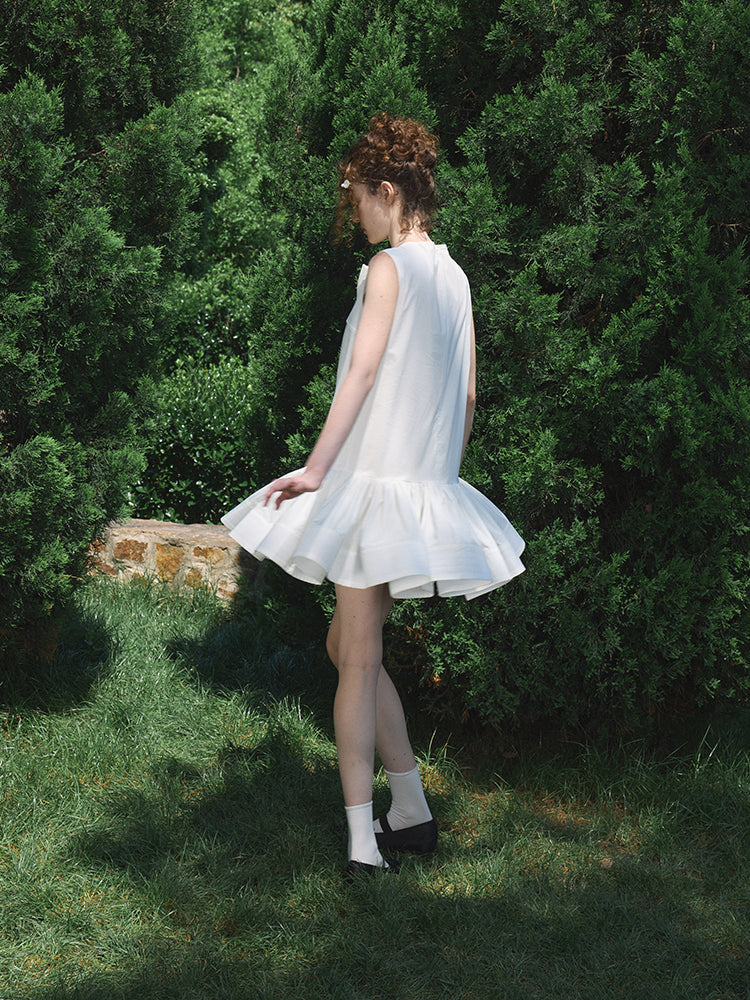 ‘Arista’ White Bow-tie Vest Dress