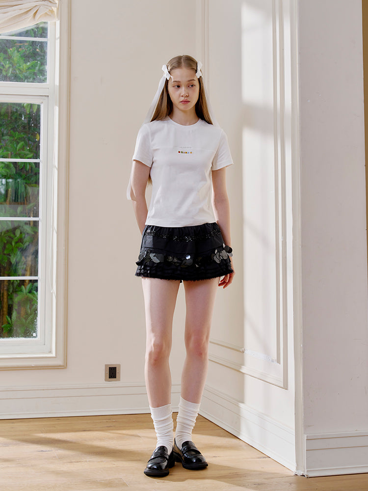 ‘Wildflowers’ White Embroideried Tee